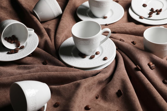 Hermia Juego de Tazas de Café ACL12KT00 de 12 Piezas en Blanco